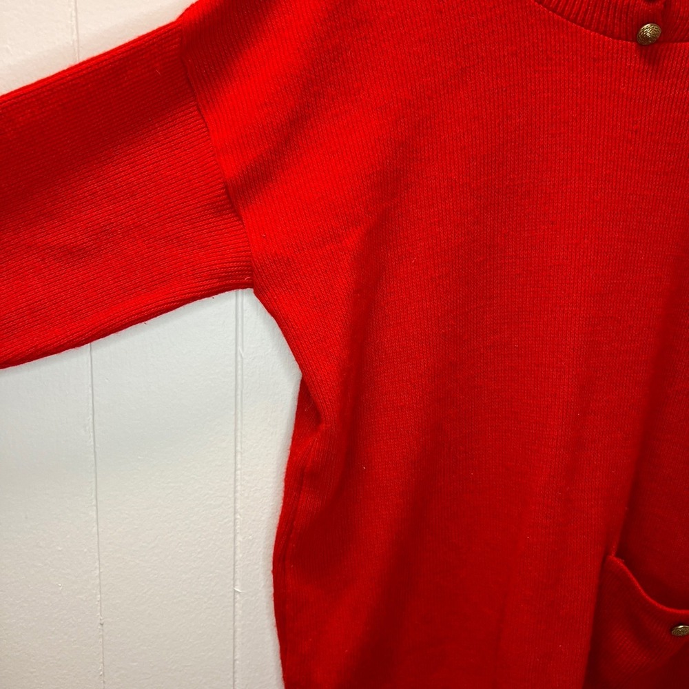 Vintage Orvis Womens Mock Neck Knit Sweater Size L Red Button Accent - Picture 4 of 7